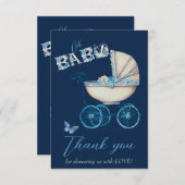 Baby Carriage Boy Baby shower Bedankt (Voorkant / Achterkant)