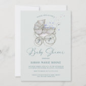 Baby Carriage Boy Baby shower Kaart (Voorkant)