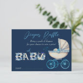 Baby Carriage Boy Baby shower Luier Raffle Informatiekaartje (Staand voorkant)