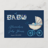 Baby Carriage Boy Baby shower Luier Raffle Informatiekaartje (Achterkant)