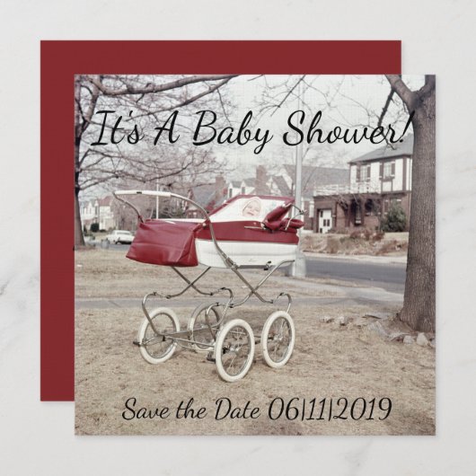 Baby Carriage, buggy Afbeelding buiten kinderwage Save The Date (Voorkant / Achterkant)