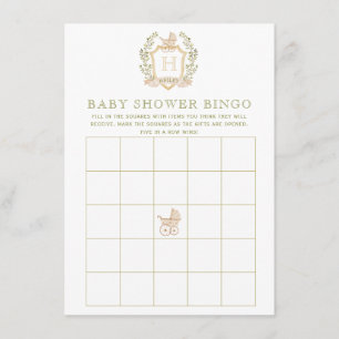 Baby Carriage Crest   Baby shower Bingo Spel Informatiekaartje