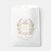 Baby Carriage Crest Monogram | Neutraal Baby showe Bedankzakje (Voorkant)