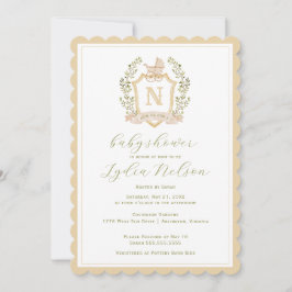 Baby Carriage Crest Monogram | Neutraal Baby showe Kaart