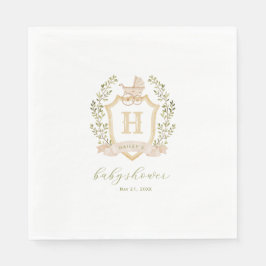 Baby Carriage Crest Monogram | Neutraal Baby showe Servet