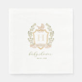 Baby Carriage Crest Monogram | Neutraal Baby showe Servet (Voorkant)