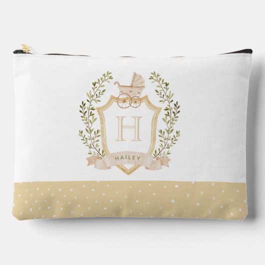 Baby Carriage Crest Monogram | Neutrale Baby Etui (Voorkant)