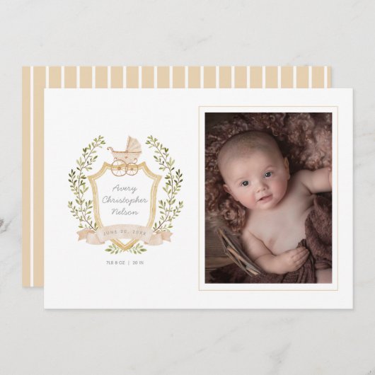 Baby Carriage Crest | Neutraal Aankondiging (Voorkant / Achterkant)