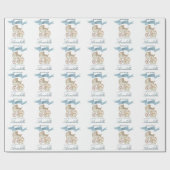  Baby Carriage en Blue Bunny Baby Boy Cadeaupapier (Vlak)