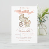 Baby Carriage en Bunny Baby Meisje Kaart (Staand voorkant)