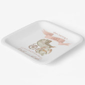  Baby Carriage en Bunny Baby Meisje Papieren Bordje (Gebogen)