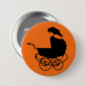 Baby Carriage en Crow Ronde Button 7,6 Cm (Voorkant /achterkant)