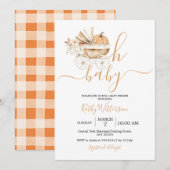 Baby Carriage Floral Baby shower Kaart (Voorkant / Achterkant)