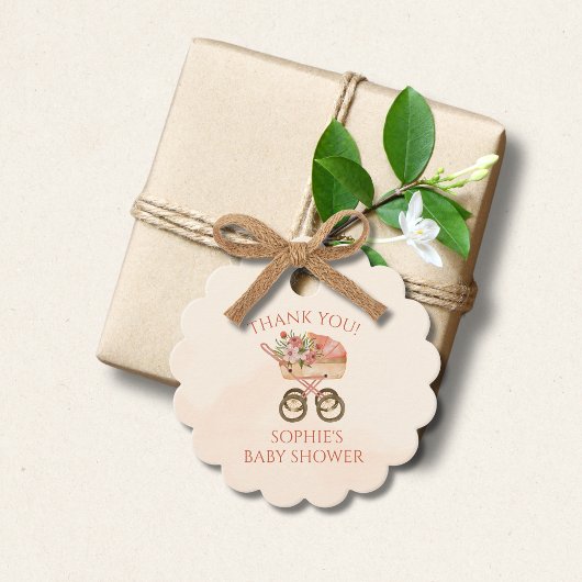 Baby Carriage Floral Bedankt Bedankjes Labels