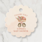 Baby Carriage Floral Bedankt Bedankjes Labels (Voorkant)