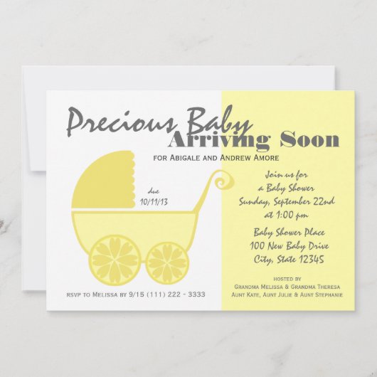 Baby Carriage Geel en Grijs Kaart (Voorkant)