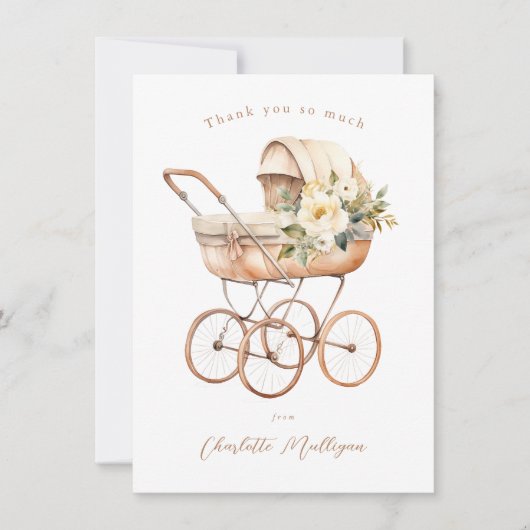  Baby Carriage Genderneutraal Baby shower Bedankkaart (Voorkant)