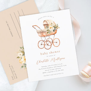  Baby Carriage Genderneutraal Baby shower Briefkaart