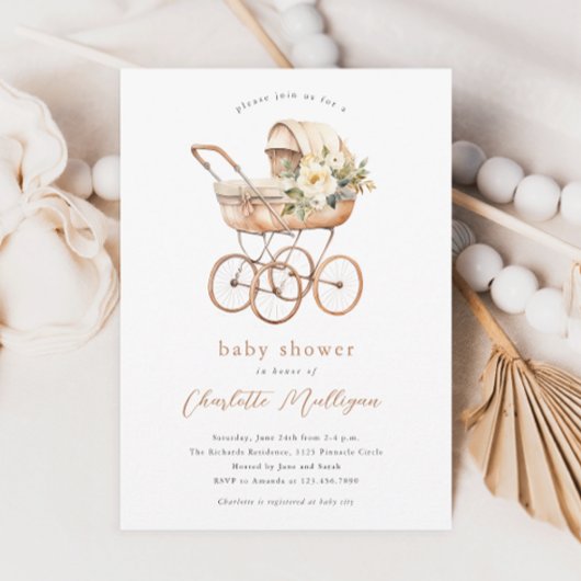  Baby Carriage Genderneutraal Baby shower Kaart
