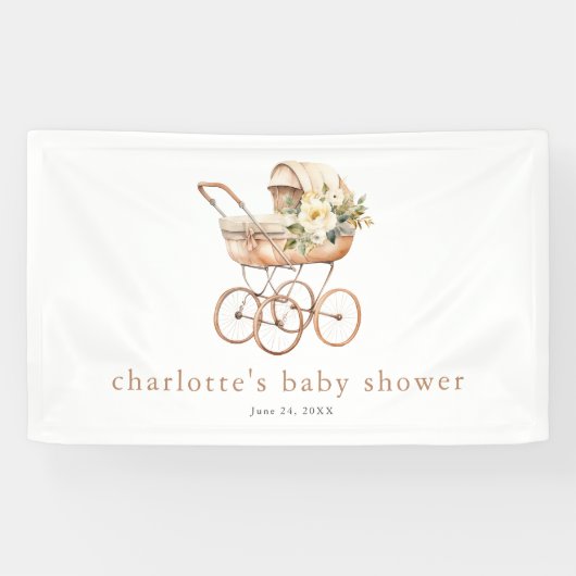 Baby Carriage Genderneutraal Baby shower Spandoek (Horizontaal)