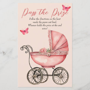 Baby Carriage Girl Baby shower Pass het prijzenspe