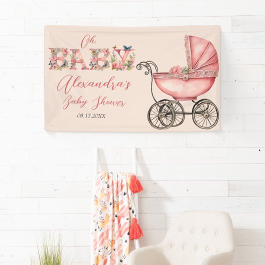 Baby Carriage Girl Baby shower Spandoek (Insitu)