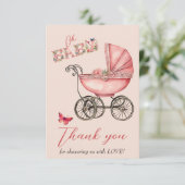 Baby Carriage Girls Baby shower Bedankt (Staand voorkant)