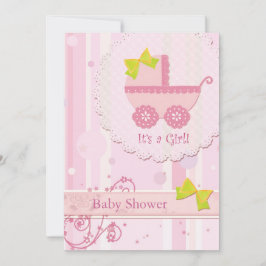 Baby Carriage Het is een meisje! Roze Baby shower Kaart