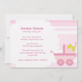 Baby Carriage Het is een meisje! Roze Baby shower Kaart (Achterkant)