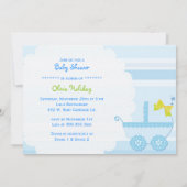 Baby Carriage "It's a Boy" Blauw Baby shower Kaart (Achterkant)