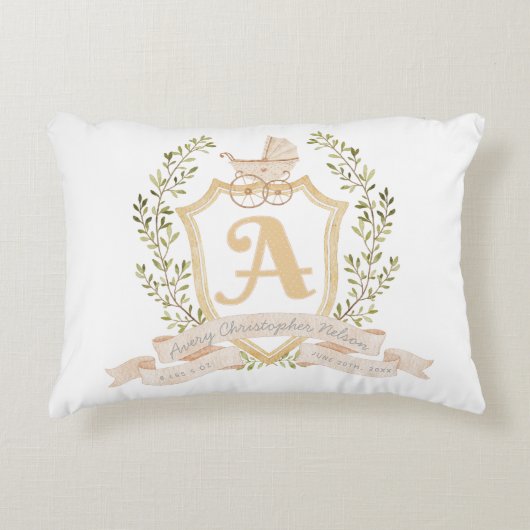 Baby Carriage Monogram A Nursery Sierkussen Accent Kussen (Voorkant)