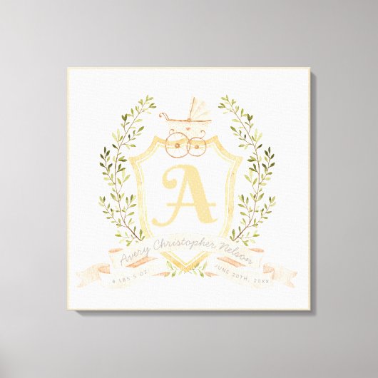 Baby Carriage Monogram A Stretted Canvas Print (Voorkant)