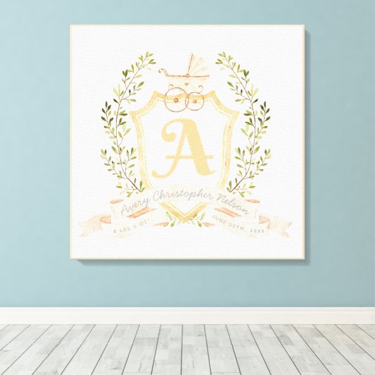 Baby Carriage Monogram A Stretted Canvas Print (Insitu (Houten vloer))