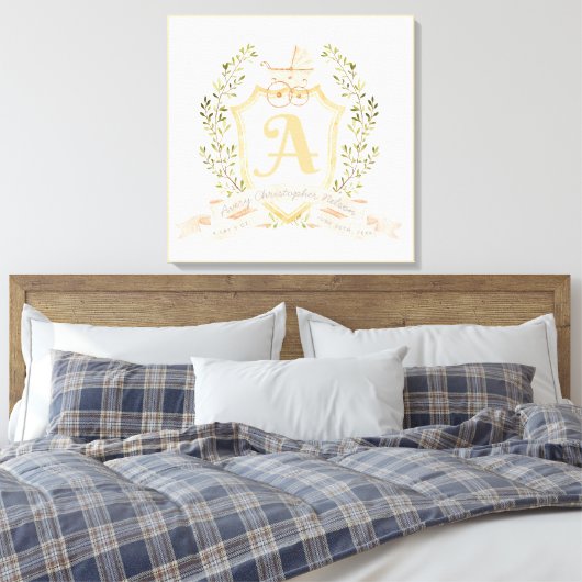 Baby Carriage Monogram A Stretted Canvas Print (Insitu (Slaapkamer))