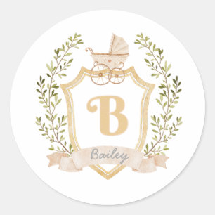 Baby Carriage Monogram B Neutrale Sticker