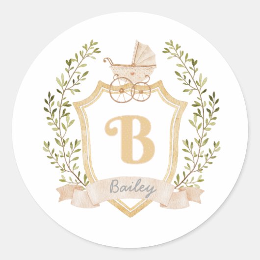 Baby Carriage Monogram B | Neutrale Sticker (Voorkant)