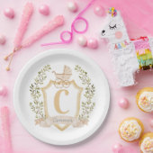 Baby Carriage Monogram "C" | Neutraal Papieren Bordje (Feest)