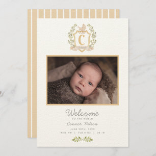 Baby Carriage Monogram C   Neutrale geboorte Aankondiging