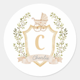 Baby Carriage Monogram C | Neutrale Sticker