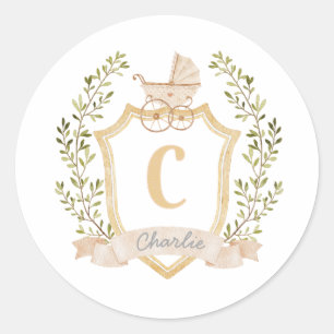Baby Carriage Monogram C Neutrale Sticker