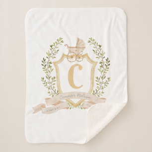 Baby Carriage Monogram "C" Nursery Baby Blanket Sherpa Deken