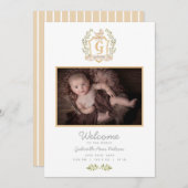 Baby Carriage Monogram G | Neutrale geboorte Aankondiging (Voorkant / Achterkant)