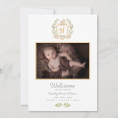 Baby Carriage Monogram H | Neutrale geboorte Aankondiging (Voorkant)
