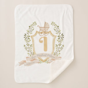Baby Carriage Monogram "I" Neursery Baby Blanket Sherpa Deken
