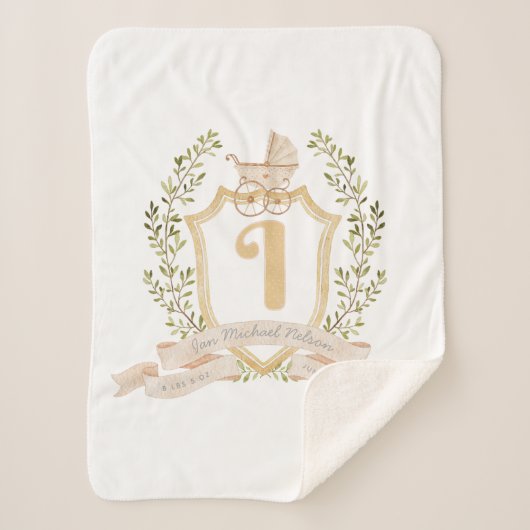 Baby Carriage Monogram "I" Neursery Baby Blanket Sherpa Deken (Voorkant)
