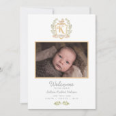 Baby Carriage Monogram K | Neutrale geboorte Aankondiging (Voorkant)