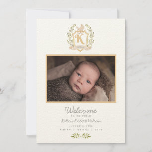 Baby Carriage Monogram K   Neutrale geboorte Aankondiging
