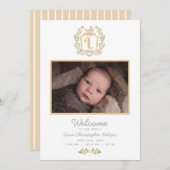 Baby Carriage Monogram L | Neutrale geboorte Aankondiging (Voorkant / Achterkant)