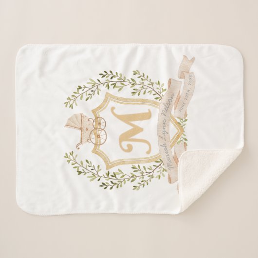 Baby Carriage Monogram "M" Nursery Sherpa Deken (Voorkant (horizontaal))