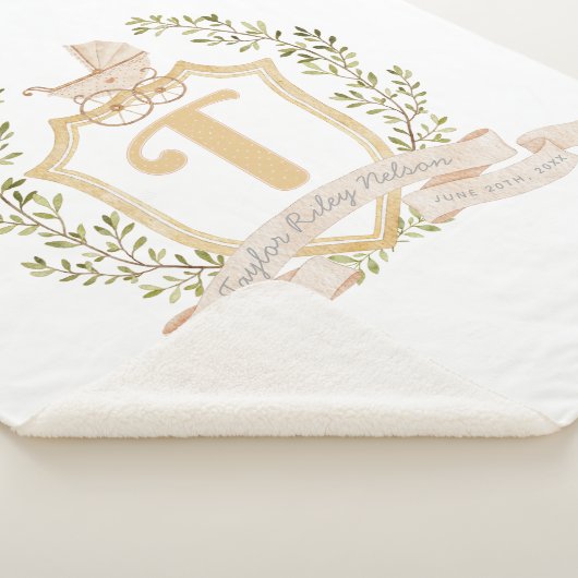 Baby Carriage Monogram "T" Nursery Sherpa Deken (3/4)